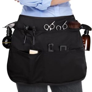 Hair Stylist Waist Apron with 5 Pockets & Adjustable Belt